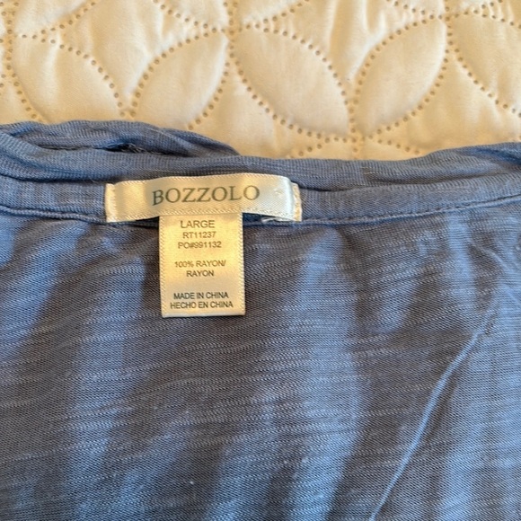 Joie Blue Floral Linen V-Neck Top and Bozzolo 100% Rayon V-Neck Top Bundle Sz L - Picture 3 of 15